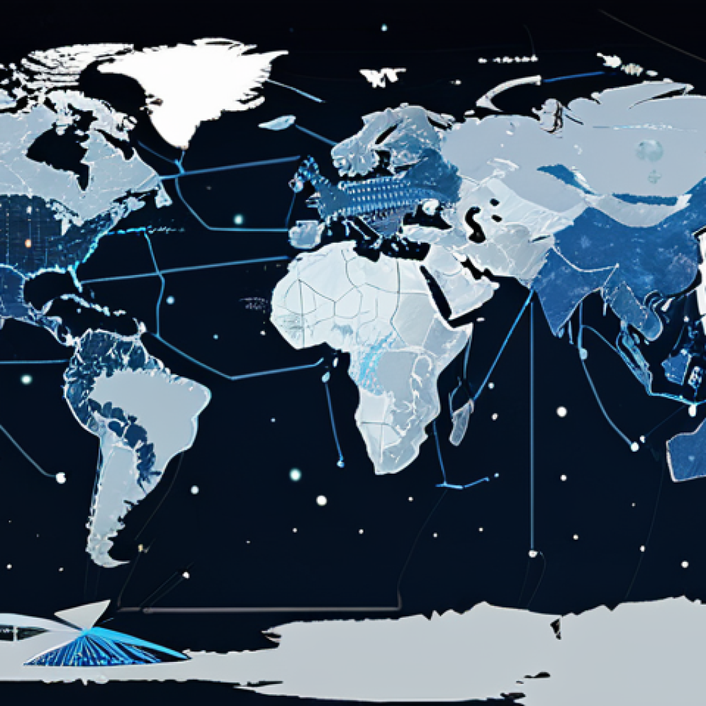 **Global Defense Nexus:** A visually stunning panoramic view of the world's most influential defense companies. The foreground features a dynamic fusion of cutting-edge military hardware – a stealth jet, an advanced naval vessel, and an armored ground vehicle – seamlessly integrated with glowing, abstract representations of AI algorithms, intricate cybersecurity networks, and satellite constellations. In the background, a stylized globe with connecting lines illustrates the vast global reach and economic impact of these entities. The scene should convey immense power, relentless innovation, and a subtle sense of their hidden influence on global security. Employ a high-tech, slightly futuristic aesthetic with a palette of deep blues, metallic grays, and electric accents.