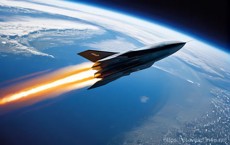 극초음속 미사일 위협 분석 - The missile should be depicted performing a sharp, unpredictable, high-G maneuver, leaving behind a ...