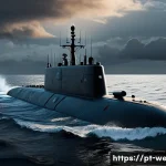 대잠 작전 수행 방식 - A highly detailed naval anti-submarine warfare scene featuring a modern frigate equipped with active...