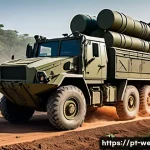 다연장 로켓 시스템 운영 방식 - A highly detailed scene of a modern mobile multiple rocket launcher system (MLRS) mounted on a rugge...