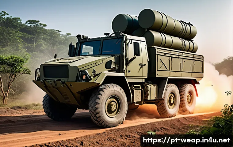 다연장 로켓 시스템 운영 방식 - A highly detailed scene of a modern mobile multiple rocket launcher system (MLRS) mounted on a rugge...