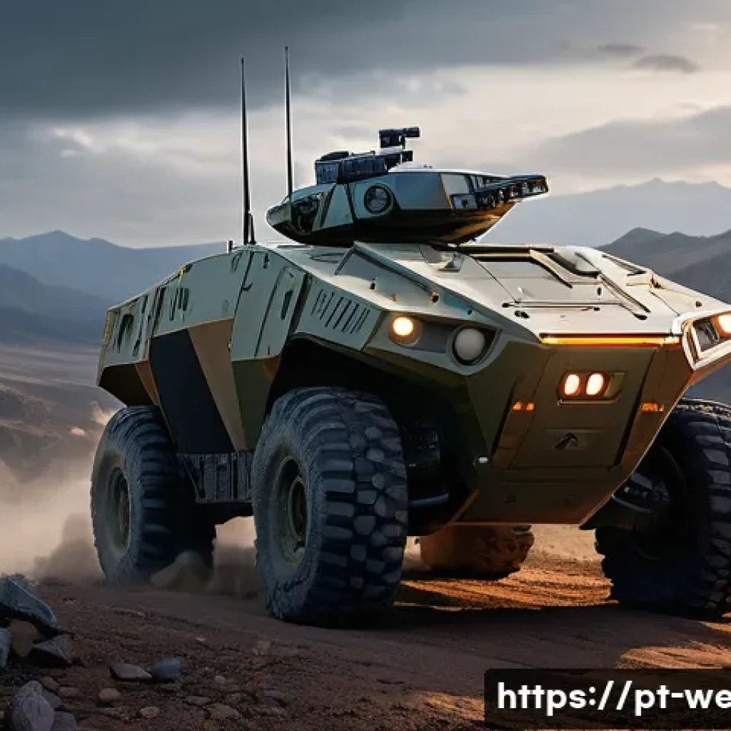 무인 지상 전투 차량 연구 - A futuristic unmanned ground combat vehicle equipped with advanced artificial intelligence systems, ...