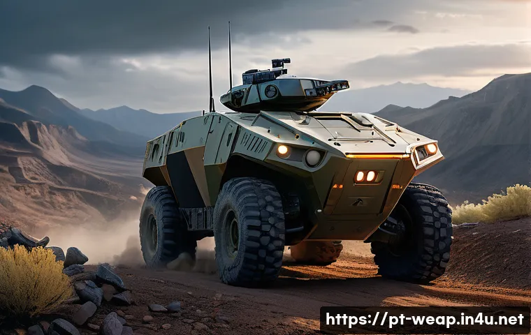무인 지상 전투 차량 연구 - A futuristic unmanned ground combat vehicle equipped with advanced artificial intelligence systems, ...